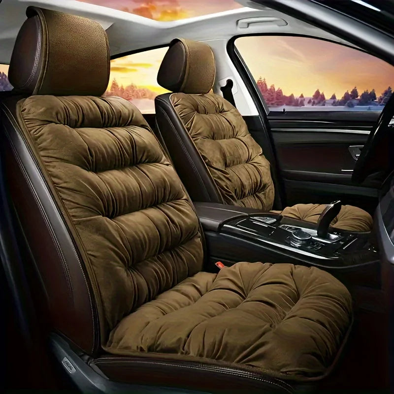 Front View - Brown_Ultra-Soft_Car_Seat_Cover