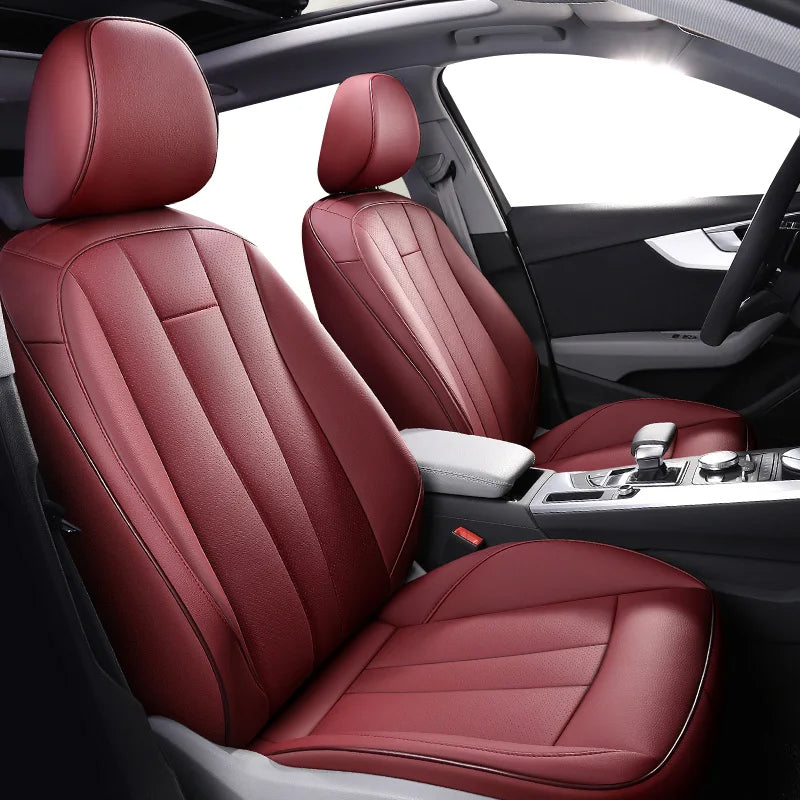Maroon Leather Car Seat Front Angle Full Photo