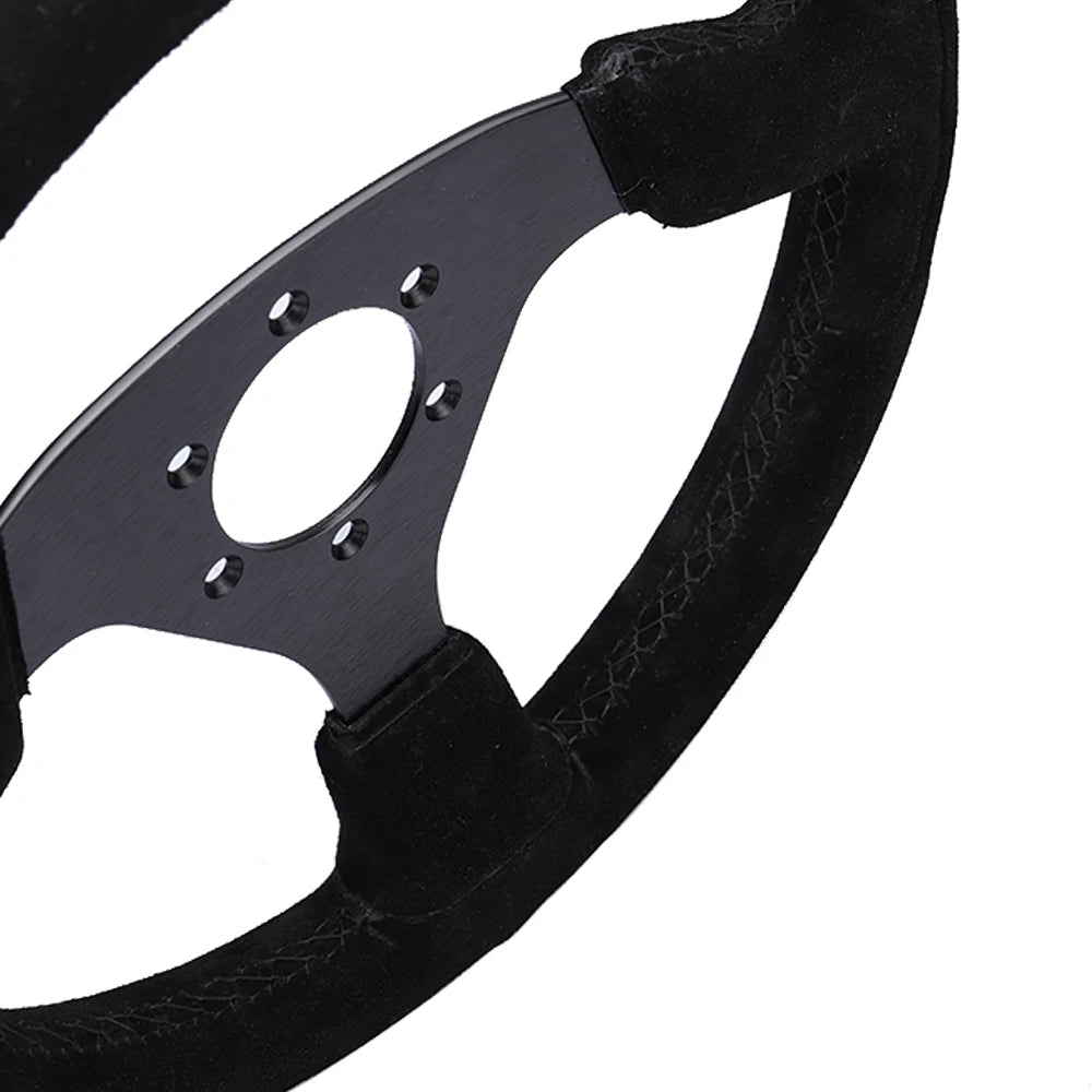 Close up shot of steering wheel to show material