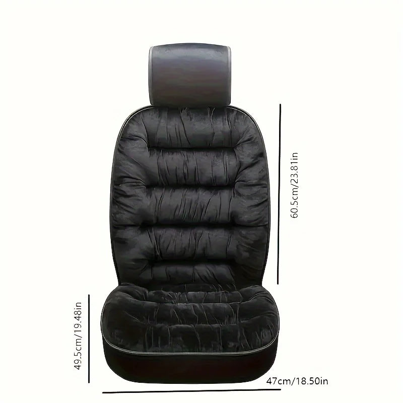 Black Seat Cover - dimensions in cm and inches