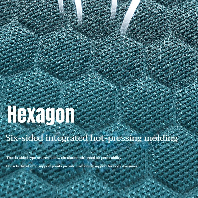 Hexagon shaped fabric front seat cover - close up shot of material